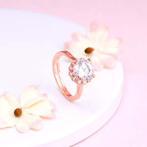 Anillo de oro rosa con resplandor de mañana, joyería elegante de lujo para mujer, diseño de racimo elegante, accesorio de moda perfecto para boda - Product Image 1