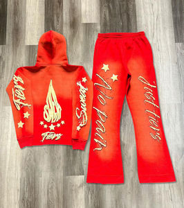 Chándales con estampado de soplo de talla grande de la mejor calidad, conjuntos de chándal, sudaderas con capucha y pantalones acampanados, chándal transpirable Unisex - Product Image 5