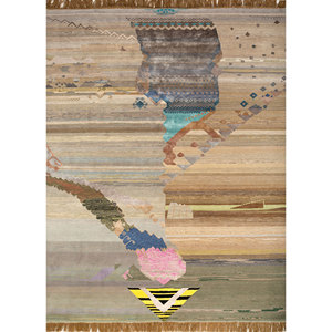 Manchaha Abstract Pattern Wool & Bamboo Silk Hand Knotted <b>Rugs</b> Grey & <b>Black</b> 10mm Thickness for Home Living Room Hallway-Les-2036 - Product Image 1