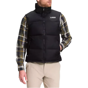 Logo personnalisé hiver épais solide fermeture éclair sans manches gilet hommes gilets en duvet manteau rembourré coton-rempli hommes veste légère - Product Image 5