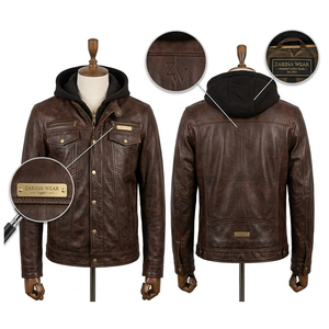 Men’s Vintage Leather <b>Jacket</b> Retro Biker Style Genuine Leather Coat OEM Slim Fit Fashion Outerwear - Product Image 3