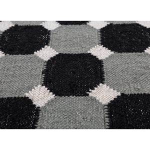 พรมขนสัตว์ทอแบบแบนอัลฮัมบราสีเทาและสีดำ ลายเรขาคณิตและลวดลายนามธรรม สำหรับห้องโถงบ้านและห้องรูปสี่เหลี่ยมผืนผ้า-ADWL-13159 - Product Image 3