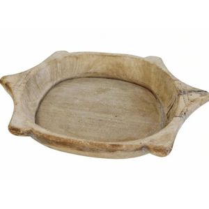 Bandejas Decorativas Artesanales de Madera Marrón de Tamaño Mediano Hechas en India - Product Image 1