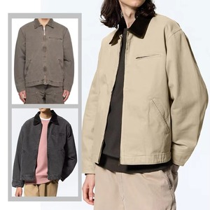 Veste universitaire décontractée en toile de coton pour homme, de qualité supérieure, teinte unie, col rabattu, imperméable, respirante, fermeture éclair - Product Image 6