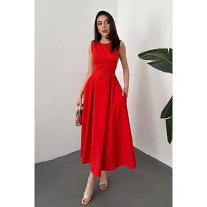 Vestido con cuello halter y vuelo de lazo de flor de granada - Pomegranate Flower - Product Image 1