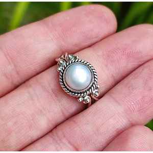 925 Sterling <b>Silver</b> Pearl <b>Ring</b> Handmade Boho Jewelry with Freshwater Pearl June Birthstone Gift for Women <b>Statement</b> Promise <b>Ring</b> - Product Image 6