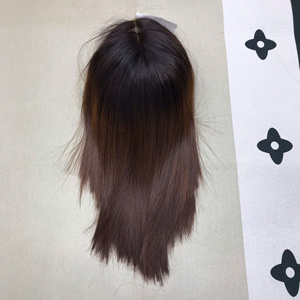 Màu Ombre 12-inch tóc giả ngắn với 2*6 Trong Suốt Ren đóng cửa hoàn hảo bóng tóc dệt kinky Curl phong cách - Product Image 3