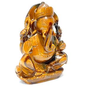 Statue de Ganesha gravée à la main en gros, figurine en pierre de cristal œil de tigre, artisanat bouddhiste en provenance d'Inde - Product Image 2