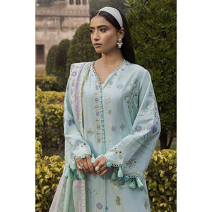 Conjunto de traje de 3 piezas bordado para mujer con dupatta estampada con efecto lacado DN-62008 - Product Image 6