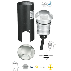 Lampada da terra rotonda da incasso a LED 3W grigio chiaro con luce bianca naturale 4000K 24 Volt - Product Image 4