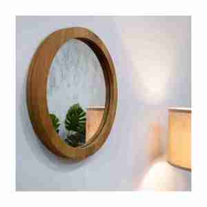 Espejos artesanales con marco de madera redondo moderno, diseño personalizado para uso en pared, hecho a mano con calidad de exportación - Product Image 3
