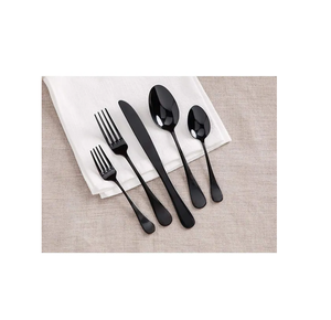 Cuchara de postre de acero espejado, juego de cubiertos negros mate de 5 piezas, cuchara de cubiertos de acero inoxidable, diseño Popular - Product Image 2