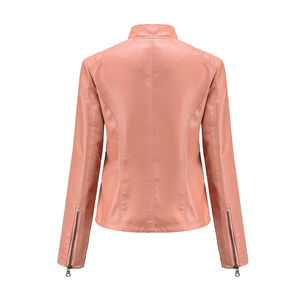 Veste de moto en cuir véritable pour femme, grande taille, design matelassé, rembourrage en polyester, fermeture éclair, vente chaude - Product Image 2