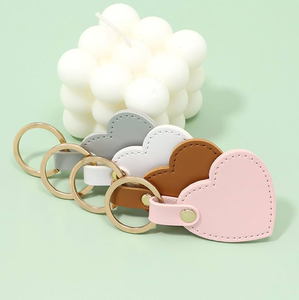 Custom <b>Blank</b> Leather Keychain Heart Shape 4 Pieces Customized Accessories Protective Leather key <b>Ring</b> - Product Image 1