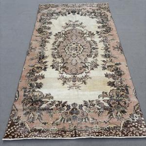 Vintage Turkish Rug, 5.4x9.9 ft Rug, <b>Brown</b> Moroccan <b>Wool</b> Rug - Product Image 1