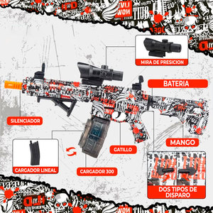 Lanciatore Automatico di Palline d'Acqua Gel ad Alta Velocità, Modello M4A1 e Pistole, con Batteria, in Plastica e Metallo - Product Image 3