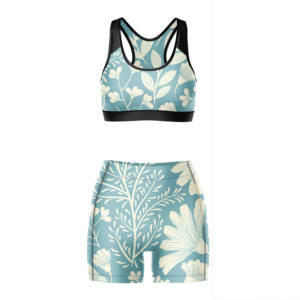 Conjunto Deportivo para Mujer al por Mayor, Color Sólido, Logotipo Personalizado, Sujetador Deportivo con Cintura Elástica Delantera y Pantalones Cortos de Cintura Alta - Product Image 1