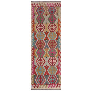 Alfombra Kilim de Maimana, Afganistán, 244 x 85 cm, Juego de Alfombras Tradicionales Afganas - Product Image 1