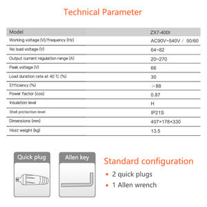 Machine à souder MMA industrielle portable de petite taille en acier inoxydable au carbone, inverseur IGBT 400 <span class=keywords><strong>AMP</strong></span> 220V 380V ZX7 400GTI en gros - Product Image 6
