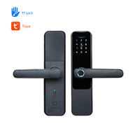 Serrure numérique à poignée réversible en cuivre, entrée sans clé Wifi, biométrique, empreintes digitales, serrures de porte d'entrée pour appartement