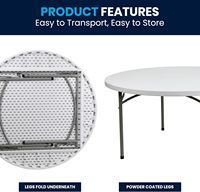 120cm Runder Kunststoff-Klapptisch Event-Faltbarer Tragbarer Bankett-Tisch für Innen-/Außenveranstaltungen Outdoor-Essmöbel