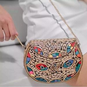 Monedero de mosaico étnico hecho a mano, bolso de mano indio con incrustaciones de piedra, bolso de fiesta nupcial, monedero de regalo de boda para damas - Product Image 2