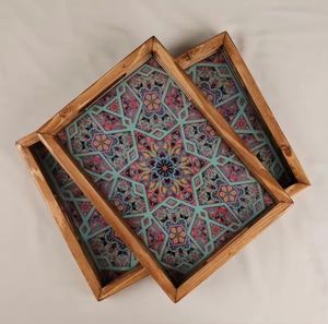 Kitchen Decor Large Trays Dessert Rectangular Tea Luxury Nordic Food <b>Fruit</b> Decorative Enamel Print <b>Wood</b> Serving Tray Set - Product Image 1
