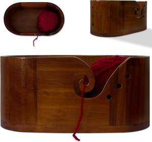 Cuenco de hilo de madera grande para un organizador de costura de bricolaje eficiente para tejer y ganchillo de almacenamiento - Product Image 1