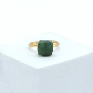 Handmade Stylish Earthy Green Gemstone <b>Ring</b> 18K Gold Plated for Women Fashion Jewelry for <b>Weddings</b> Parties Anniversaries Gifts - Product Image 4