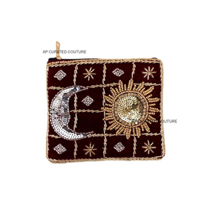 Monedero de algodón con cuentas hecho a mano para damas exquisitamente elaborado cierre de cremallera elegante Vintage Eid Ramadan al por mayor - Product Image 4