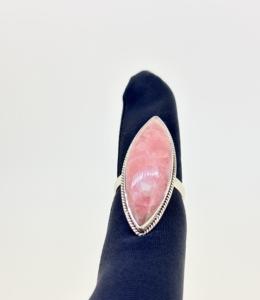 Bagues tendance unisexes romantiques serties de pierres, fabriquées en argent sterling 925 véritable, rhodochrosite naturelle, cabochon marquise, pour les fêtes - Product Image 4