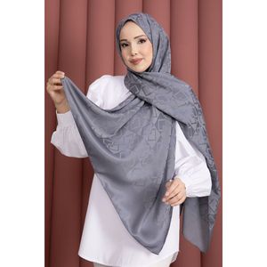 Serie de Chales Jacquard con Patrones Premium en Rayón Gris y Seda de Cachemira, Bufanda para Mujer, Estilo Cuadrado Liso para Otoño e Invierno - Product Image 1