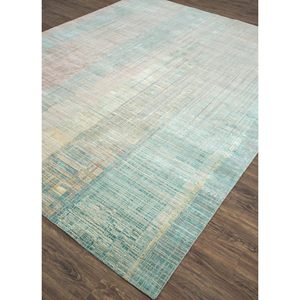 Alfombra Kavi Verde de Lana y Seda de Bambú Anudada a Mano, Unstring Srb(701), Diseño Abstracto para Uso Doméstico - Product Image 2