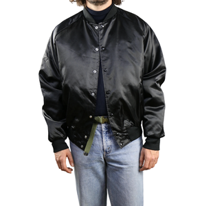 Blouson aviateur universitaire en satin bleu à bouton-pression vintage pour hommes très vendu avec logo personnalisé pour hommes - Product Image 4