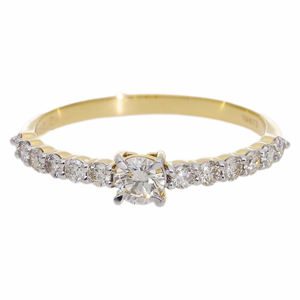 Banda de compromiso de oro amarillo de 14 quilates Juego de puntas clásicas Diseño de anillo de diamantes con diamantes de acento central brillante natural - Product Image 3