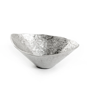 Cuenco para servir aperitivos de aluminio Chapado en plata, vajilla de mesa de diseño de lujo, cuencos de frutas, cuenco de diseño texturizado de Metal - Product Image 1