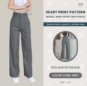 กางเกงขายาวทรงตรงเอวสูงลายหัวใจแบบมินิฮาวด์สทูธสำหรับผู้หญิง สไตล์ลำลอง เรียบหรู มีซิปและตะขอ ระบายอากาศได้ดี แห้งเร็ว มีไซส์พลัส - Product Image 3