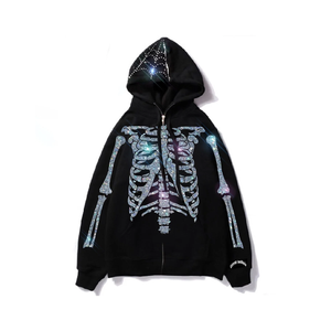 Sweat à capuche en coton 100% de haute qualité, coupe classique, durable, avec strass, pour un usage décontracté - Product Image 4