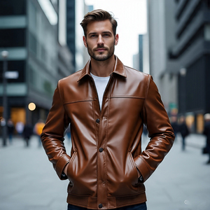 <b>Boys</b> Oversize Varsity <b>Leather</b> <b>Jackets</b> Men High Quality Winter Motorcycle <b>Leather</b> Coat Baggy Button Down <b>Leather</b> <b>Jacket</b> <b>Boys</b> - Product Image 6