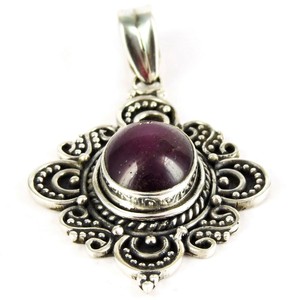 Magnifiques bijoux Shri Ashapura, pierres précieuses rubis rose, forme ovale, pendentifs en argent sterling 925, faits à la main, style bohème, chrétien - Product Image 1