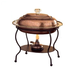 Modern Style Food Container Gold Plated Chafing <b>Dish</b> Round Shape With Handles Buffet Food Warmer Serving Chafing <b>Dish</b> - Product Image 2