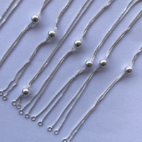Cadenas deslizantes de plata de ley 925 de 5 cm y 10 cm, diseño de cadena deslizante, extensión, accesorios, piezas sólidas auténticas para pulseras DIY