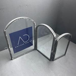 Marco de fotos plegable para mesa, decorativo, 3 en 1, con acabado gris - Product Image 2