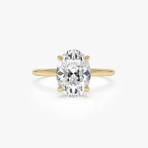 Anillo de compromiso opulento con halo oculto ovalado, diamante cultivado en laboratorio de 2.10 ct, E-F VS, oro de 14K, para regalo de fiesta de compromiso - Product Image 1