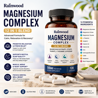 Mélange de capsules de magnésium glycinate, citrate, taurate, L-théanine, apigénine, 12 en 1, 500 mg, complément alimentaire, capsules de complexe de magnésium