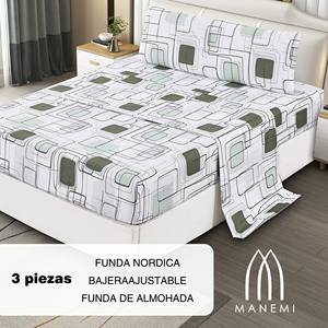 Juego de Funda Nórdica Moderna de 3 Piezas, 100% Algodón Tejido, con Sábana Ajustable y Funda de Almohada, Ropa de Cama de Lujo - Product Image 2