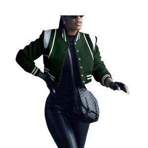 Envío Directo chaqueta de béisbol de lana Unisex chaqueta universitaria bordada de chenilla hombres letras parche chaqueta de béisbol suelta Unisex - Product Image 3