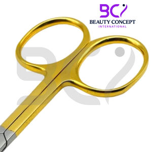 Ciseaux à ongles à cuticules pour soins personnels dans le salon Demi or 9.5cm en acier inoxydable légèrement incurvé fabriqué au Pakistan - Product Image 6