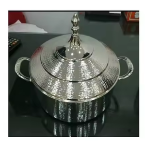 Eid Célébration Serveur Pot Deluxe Qualité Casserole Dorée Avec Couvercle Table Ronde Décor Plats De Service Alimentaire À Bon Prix - Product Image 5