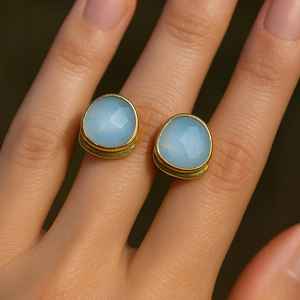 Pendientes de Ópalo Hechos a Mano, Gema Facetada de Latón, Plata de Ley 925, Chapado en Oro de 14k, Joyería Elegante - Product Image 4